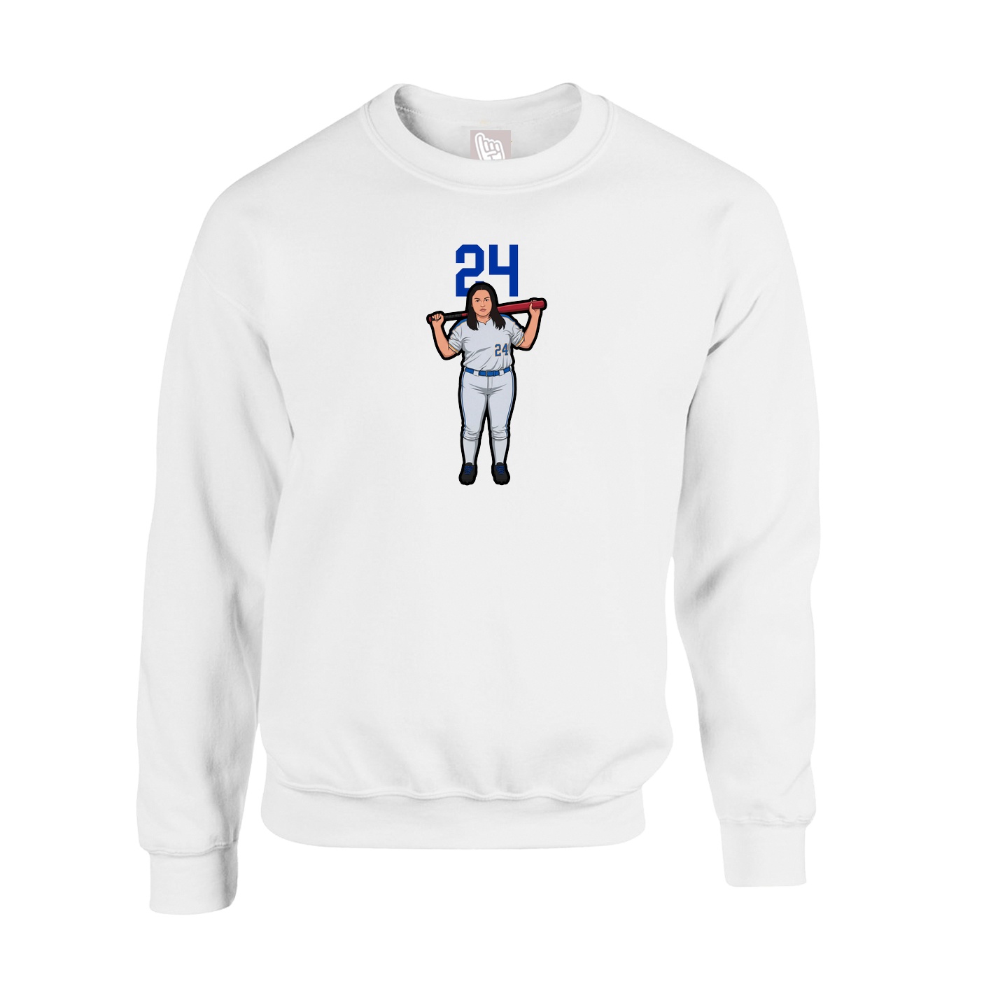 Fleece Crew — Number Top in White