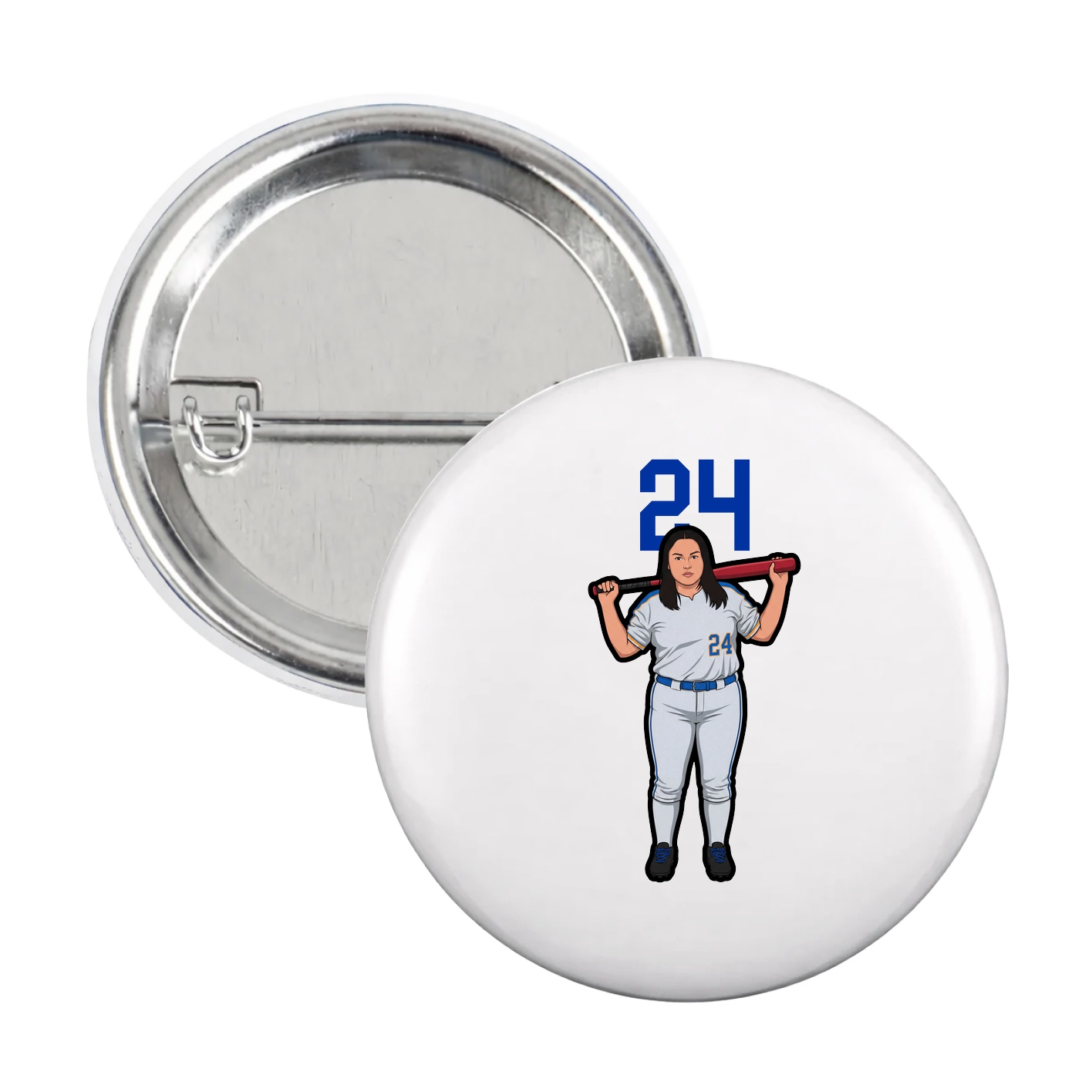 Game Day Button — Number Top in White