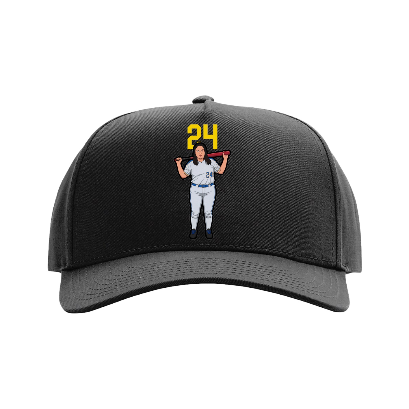 Full Fabric Five-Panel Champ Cap — Number Top in Black