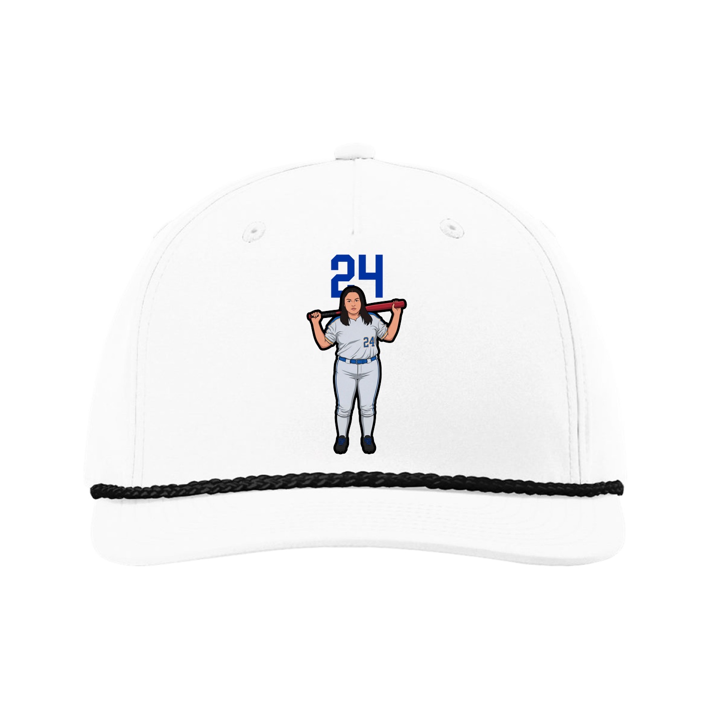 Five-Panel Classic Rope Cap — Number Top in White