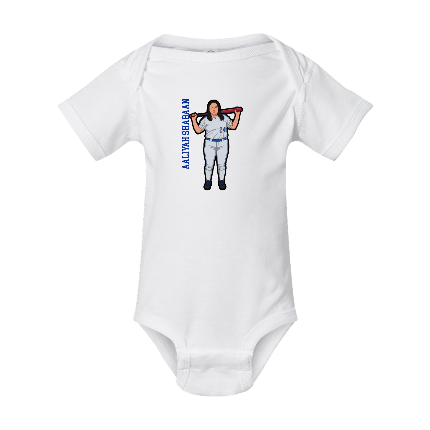 Baby Onesie — Name Vertical in White