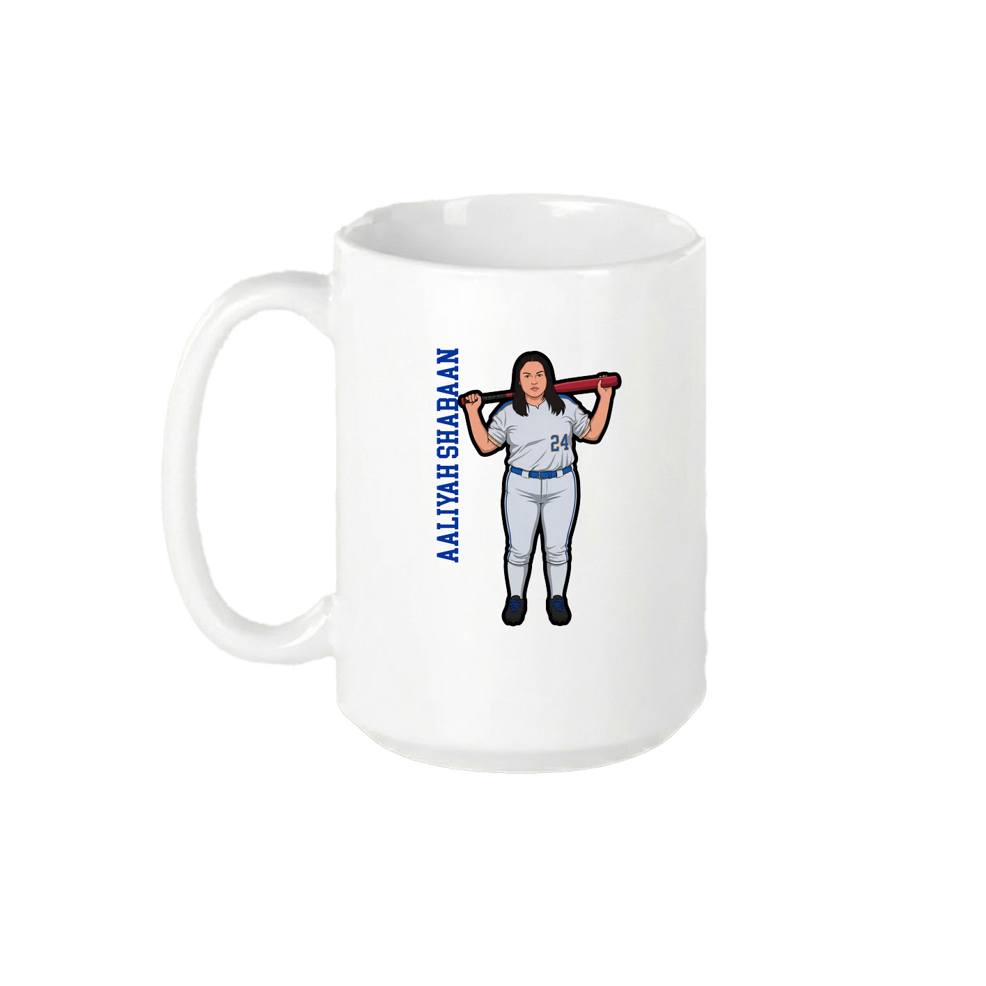 15oz Coffee Mug — Name Vertical in White