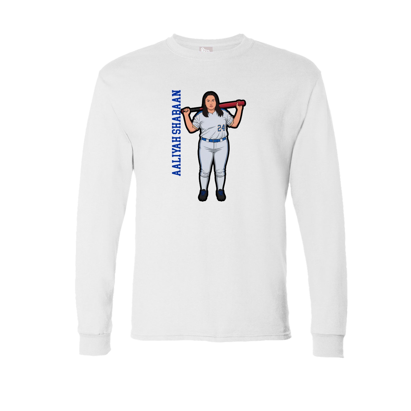 Long Sleeve Tee — Name Vertical in White