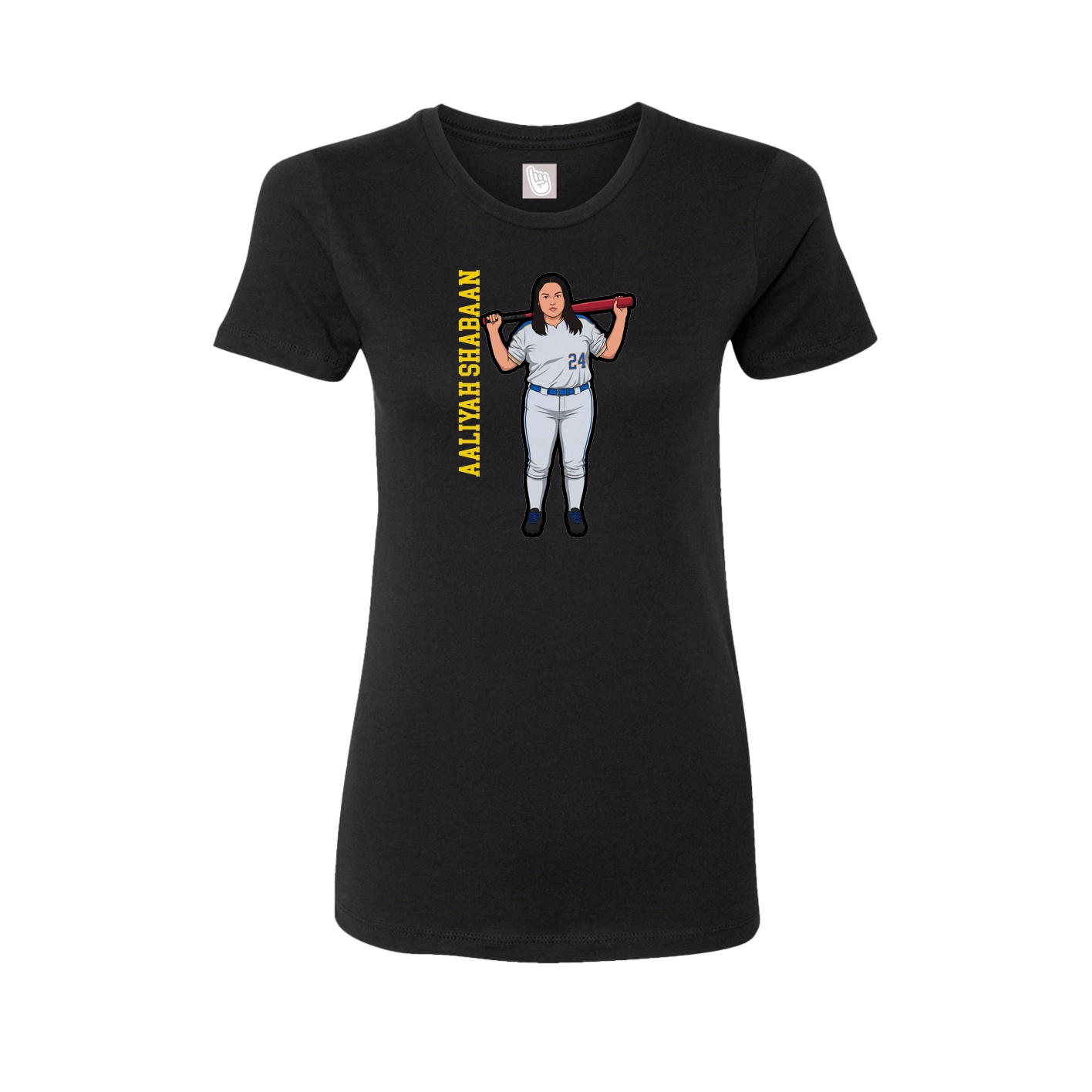 Womens Tee — Name Vertical in Black