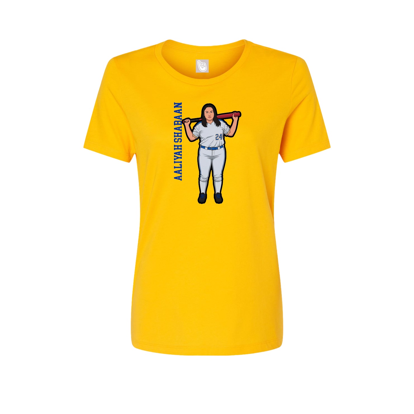 Fitted Women's Tee — Name Vertical in Gold