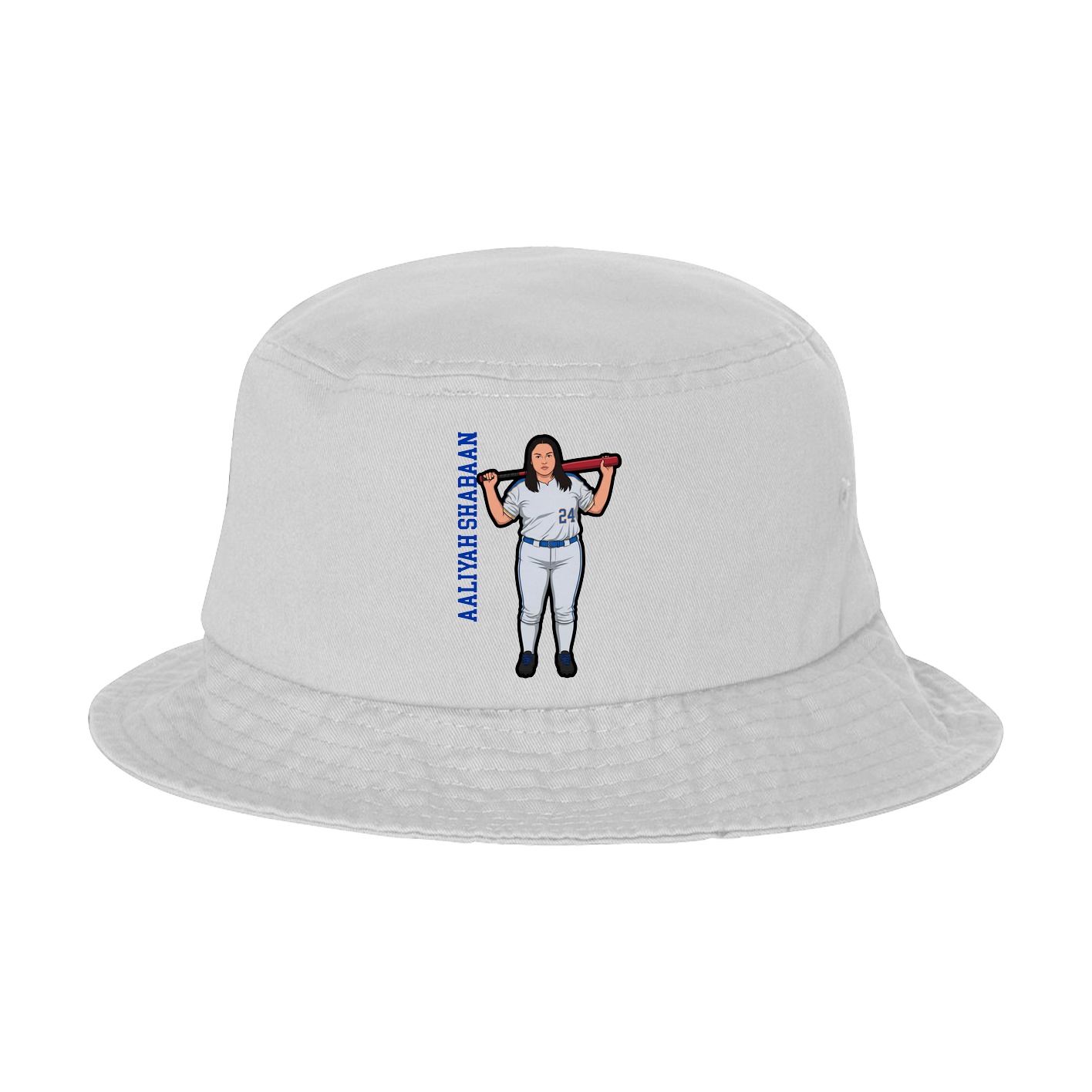 Bucket Cap — Name Vertical in White