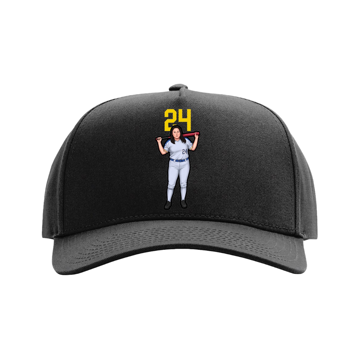 Full Fabric Five-Panel Champ Cap — Number Top in Black