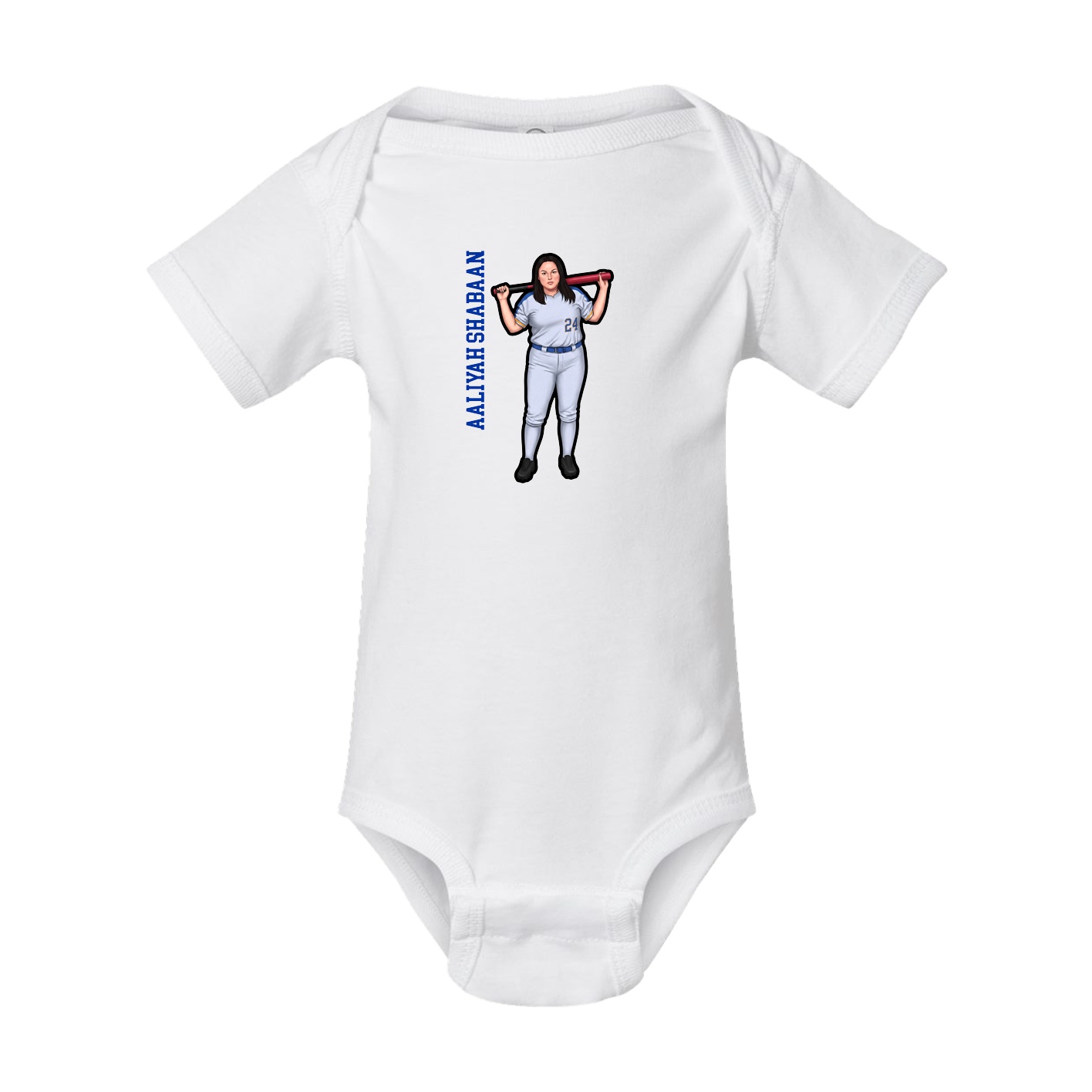Baby Onesie — Name Vertical in White