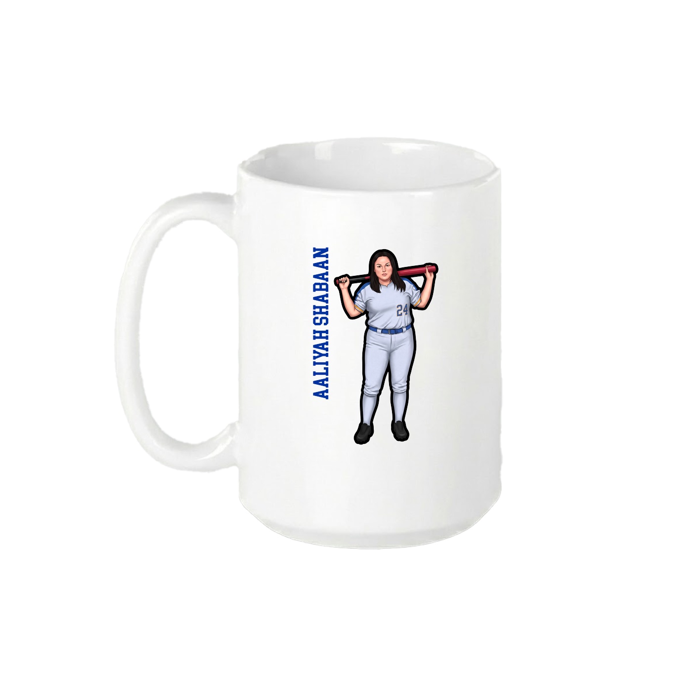 15oz Coffee Mug — Name Vertical in White