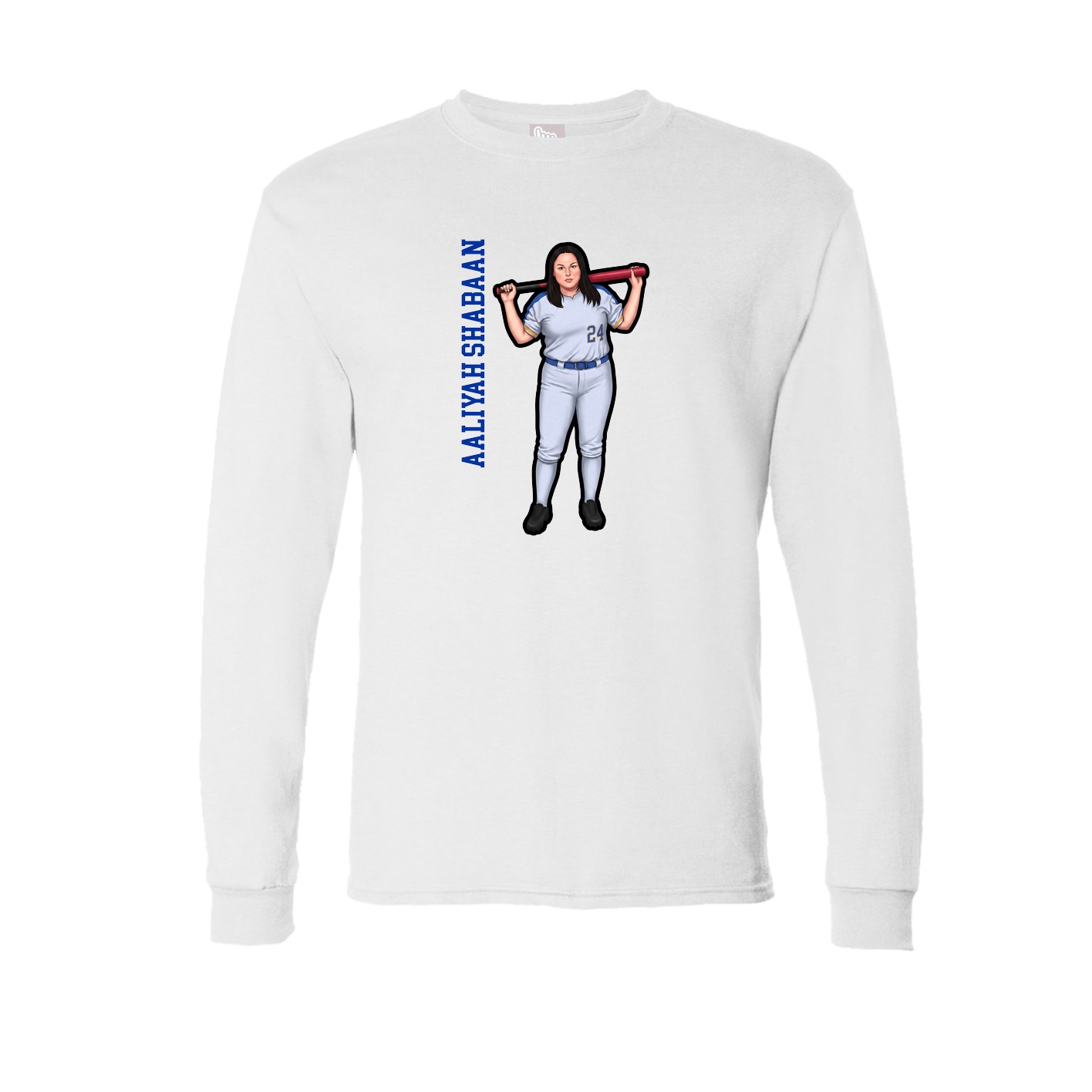 Long Sleeve Tee — Name Vertical in White