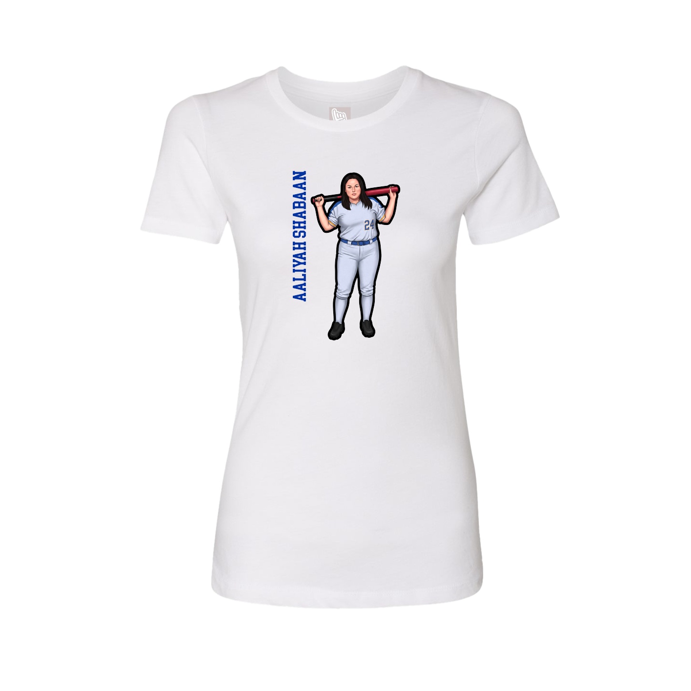 Fitted Women's Tee — Name Vertical in White