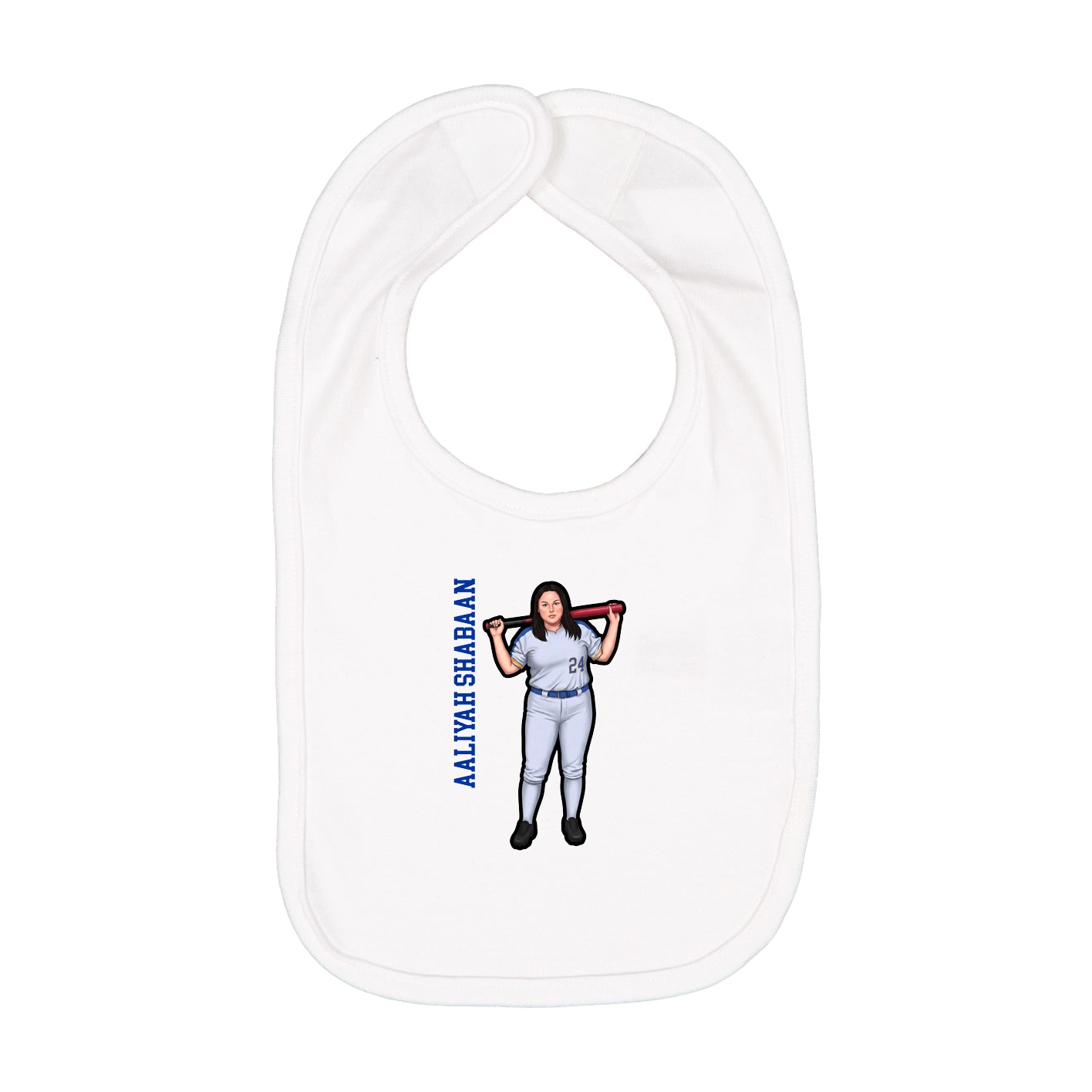 Infant Bib — Name Vertical in White