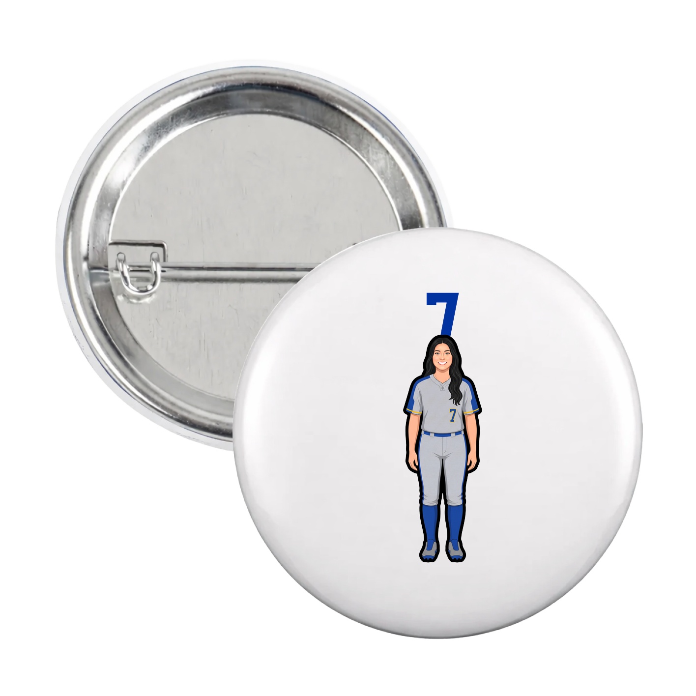 Game Day Button — Number Top in White