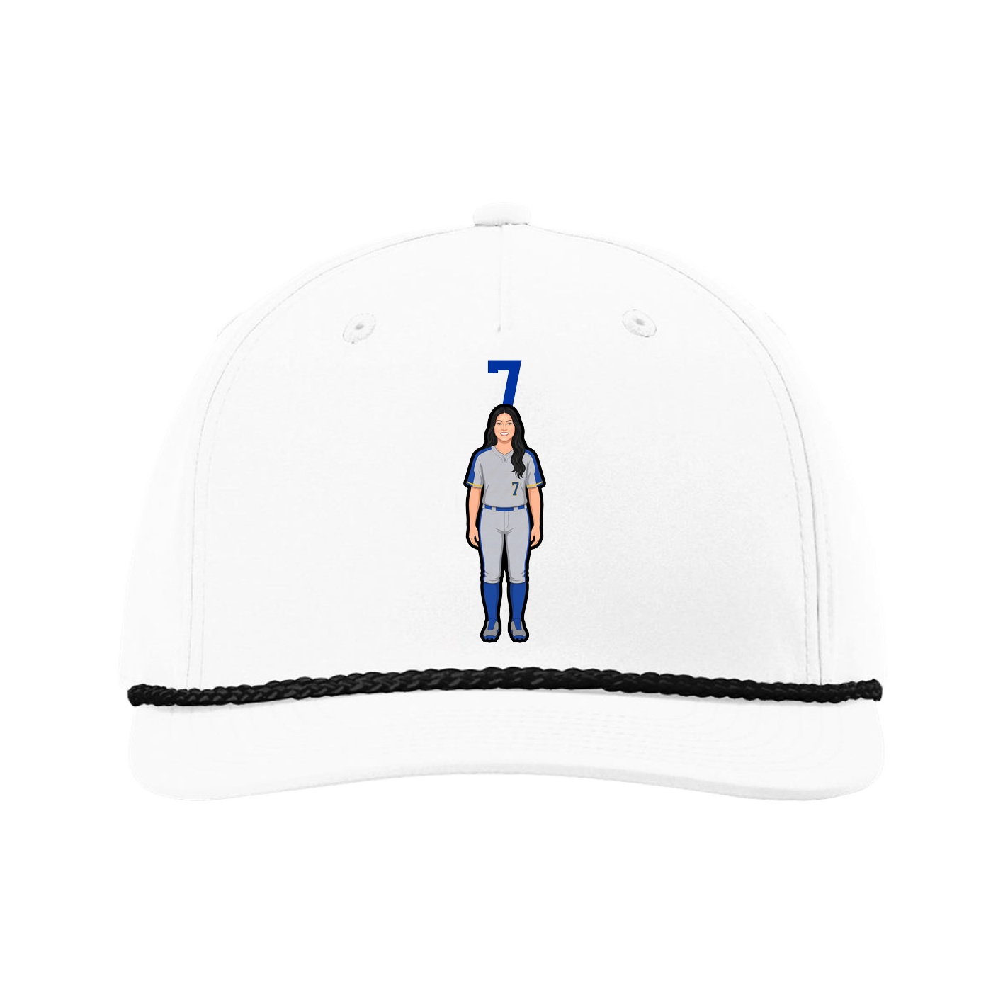 Five-Panel Classic Rope Cap — Number Top in White