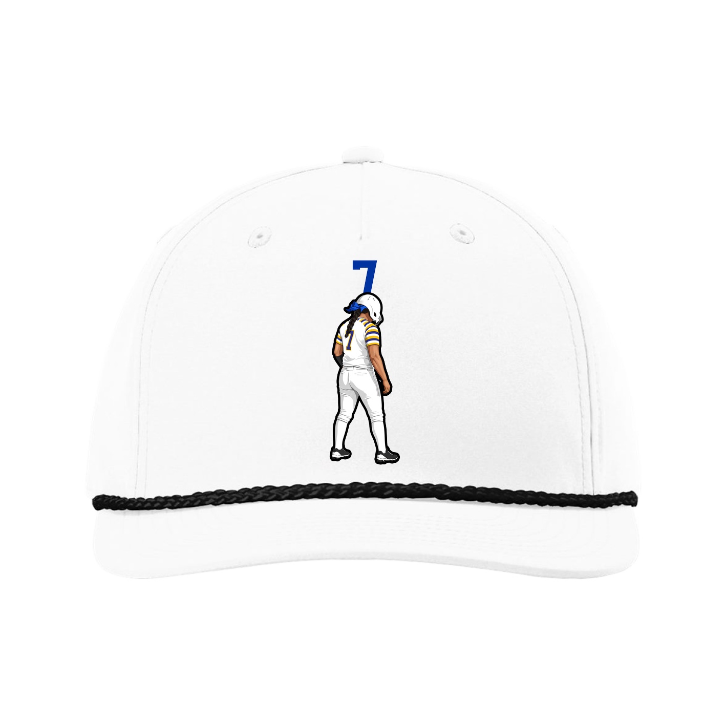 Five-Panel Classic Rope Cap — Number Top in White