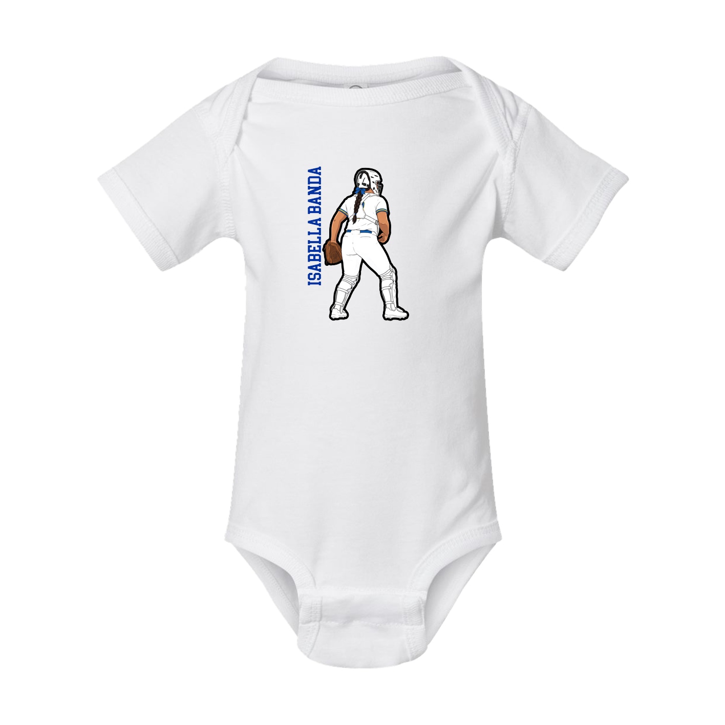 Baby Onesie — Name Vertical in White