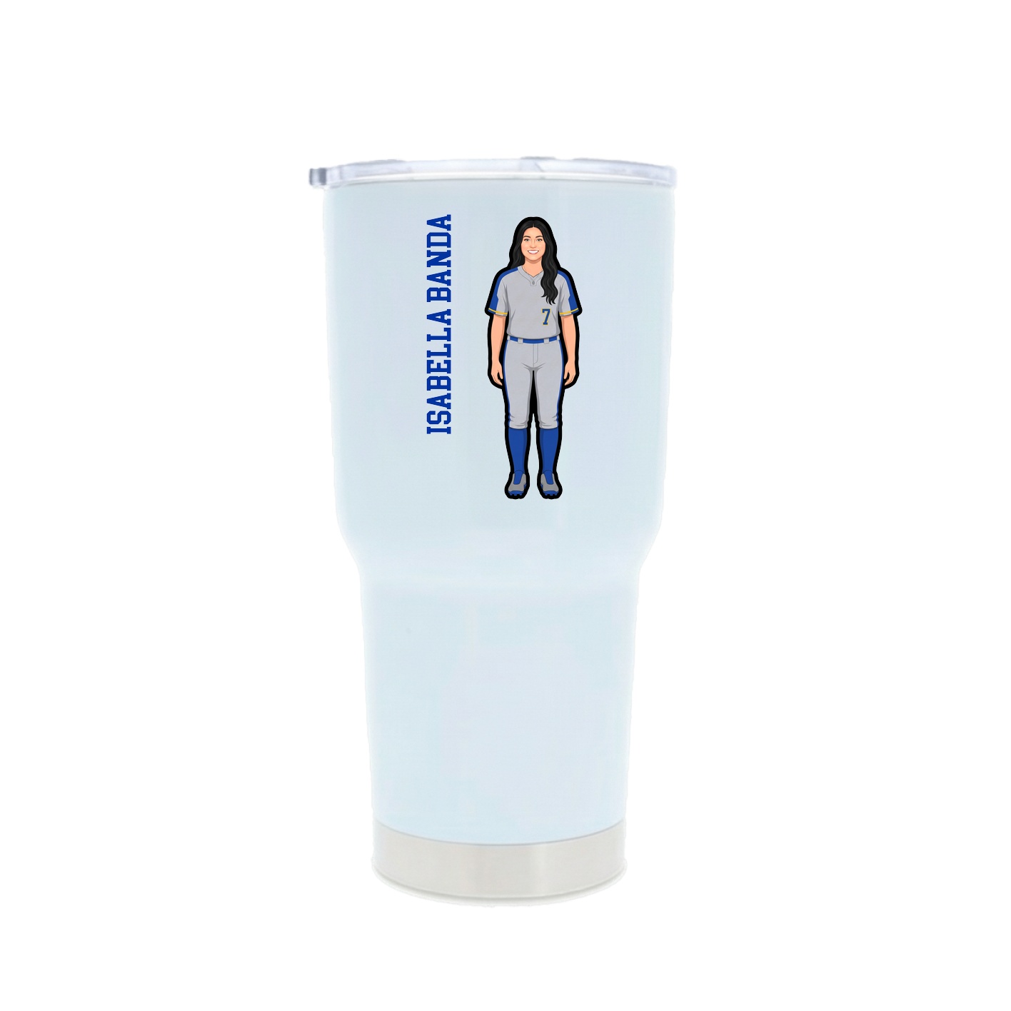 30oz Stainless Steel Tumbler — Name Vertical in White