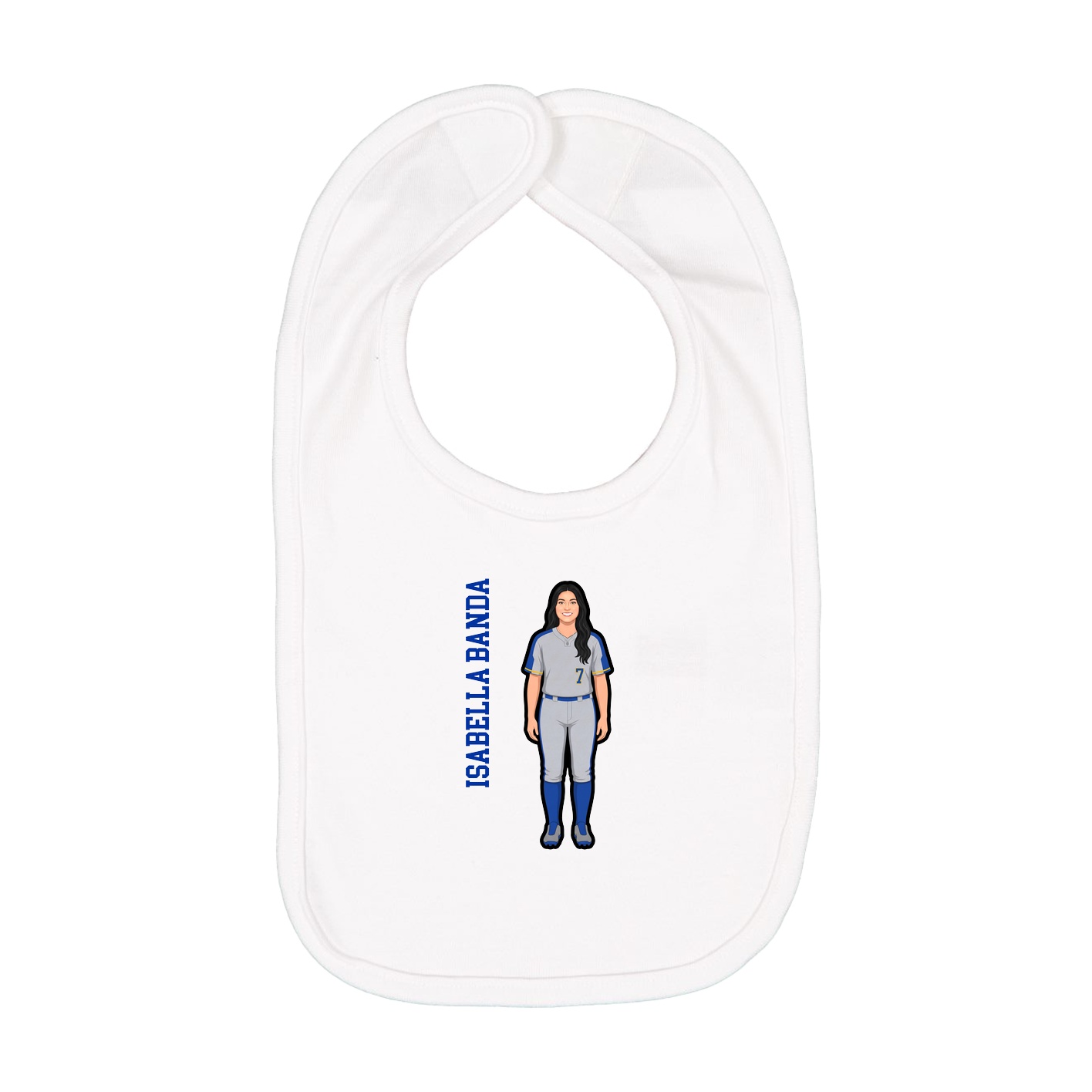 Infant Bib — Name Vertical in White