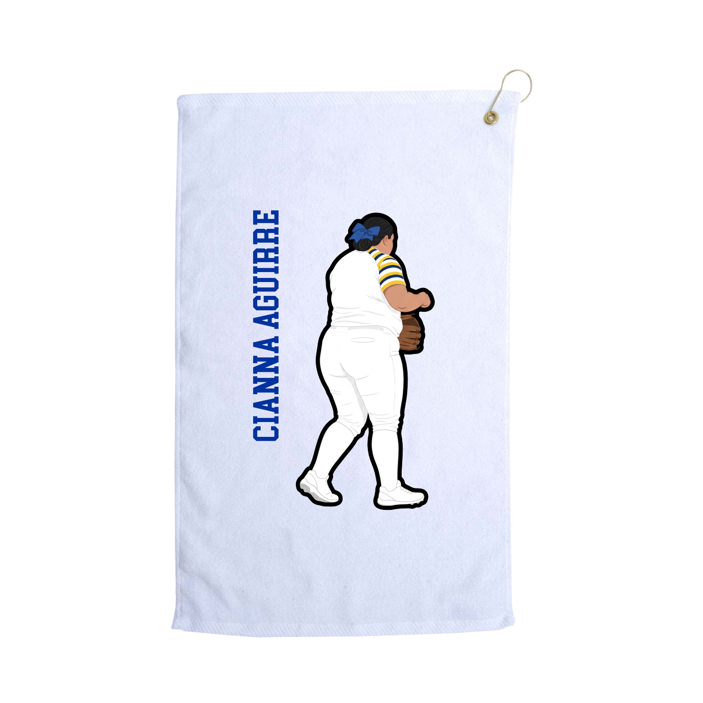 Golf Towel — Name Vertical in White