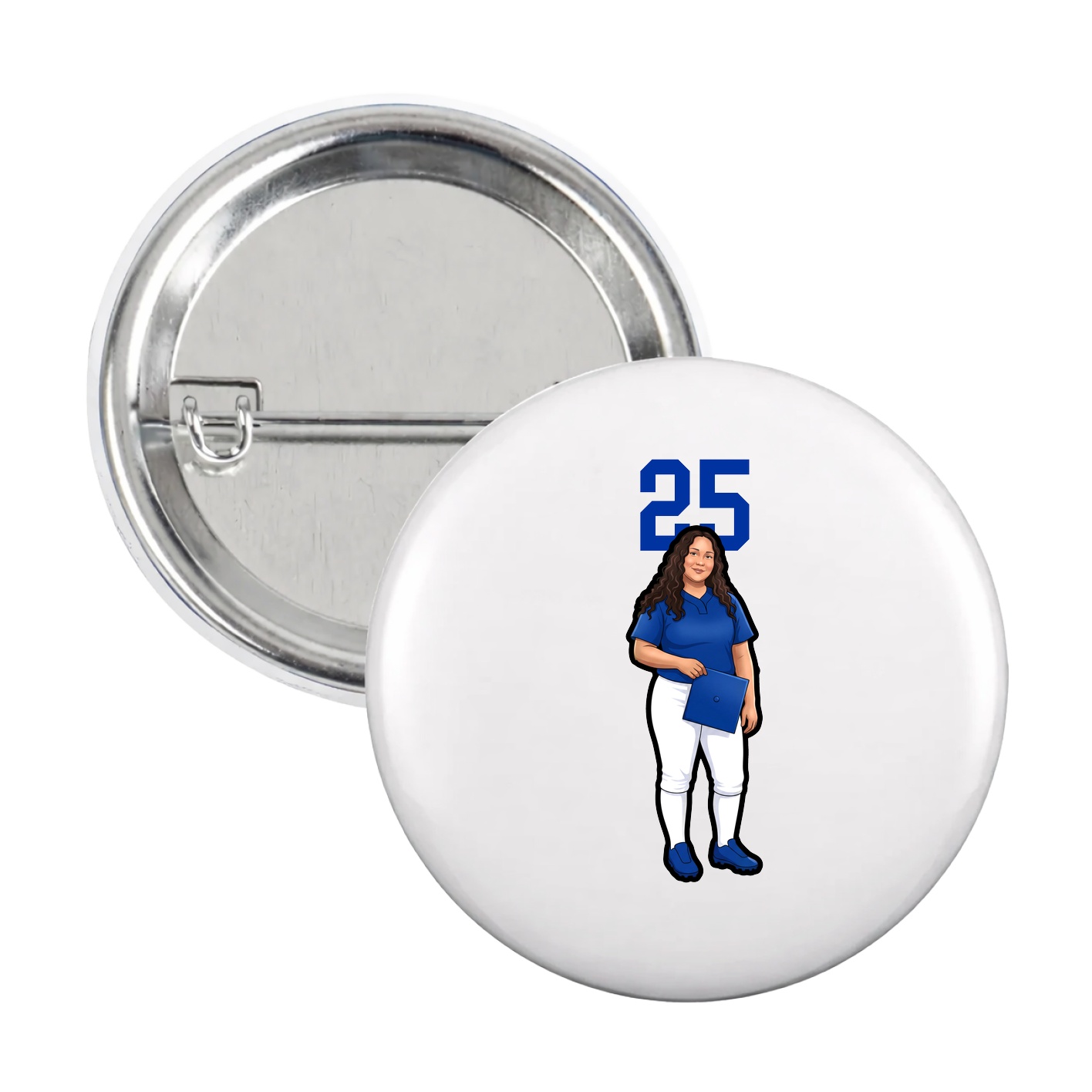 Game Day Button — Number Top in White