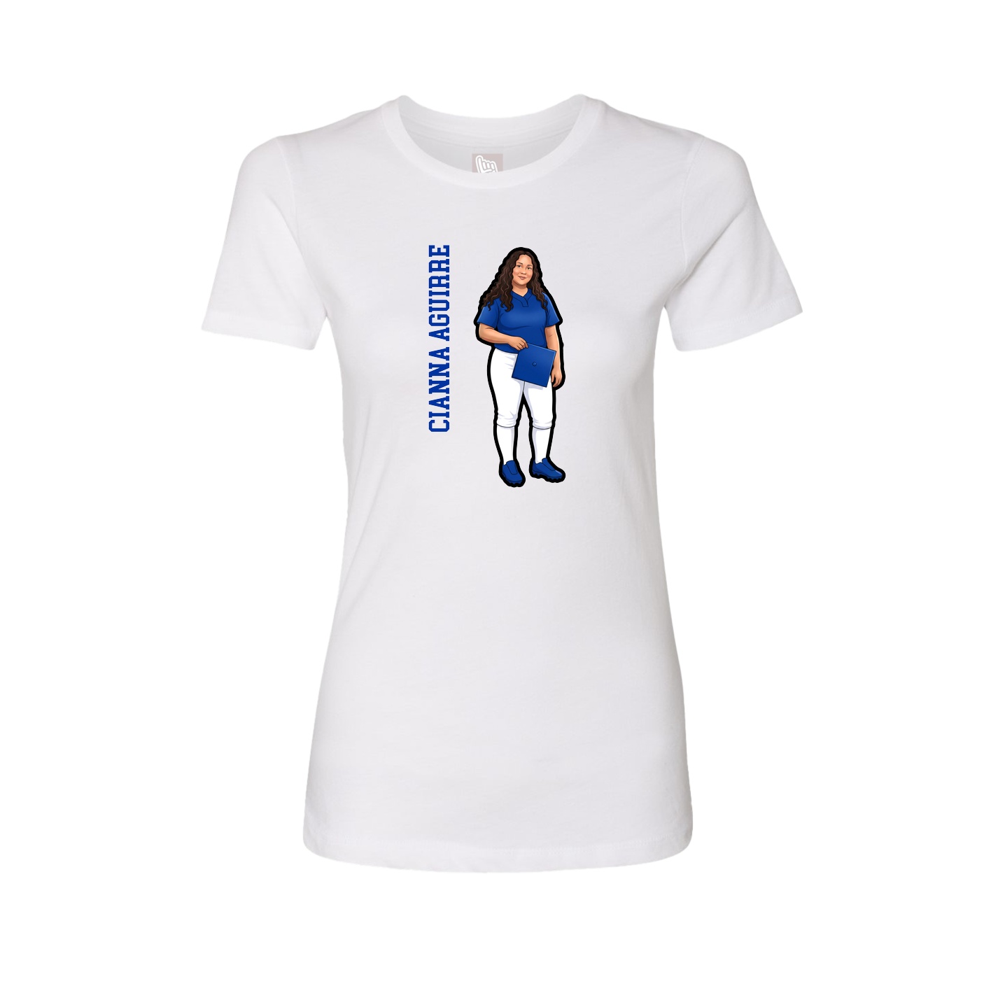 Fitted Women's Tee — Name Vertical in White