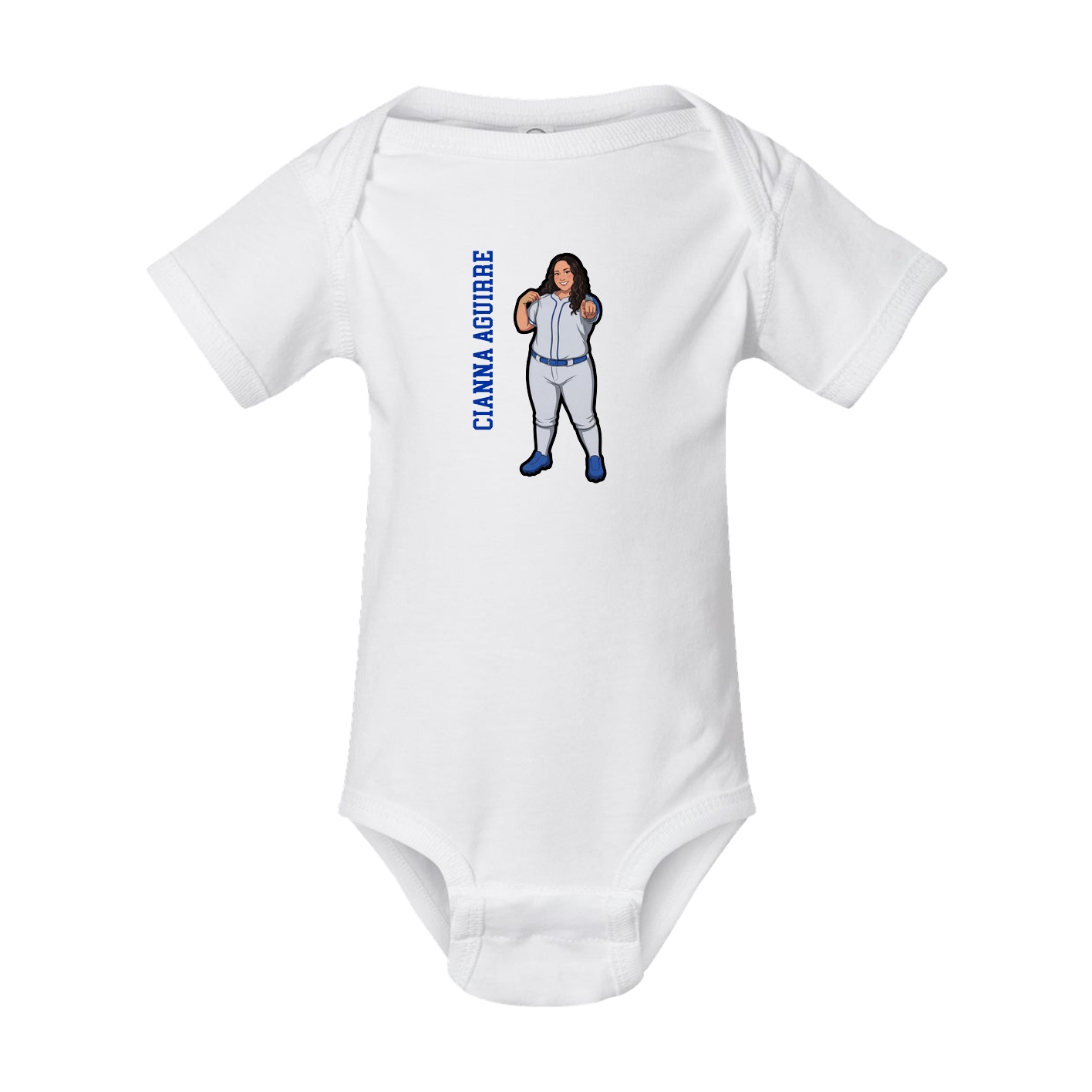 Baby Onesie — Name Vertical in White