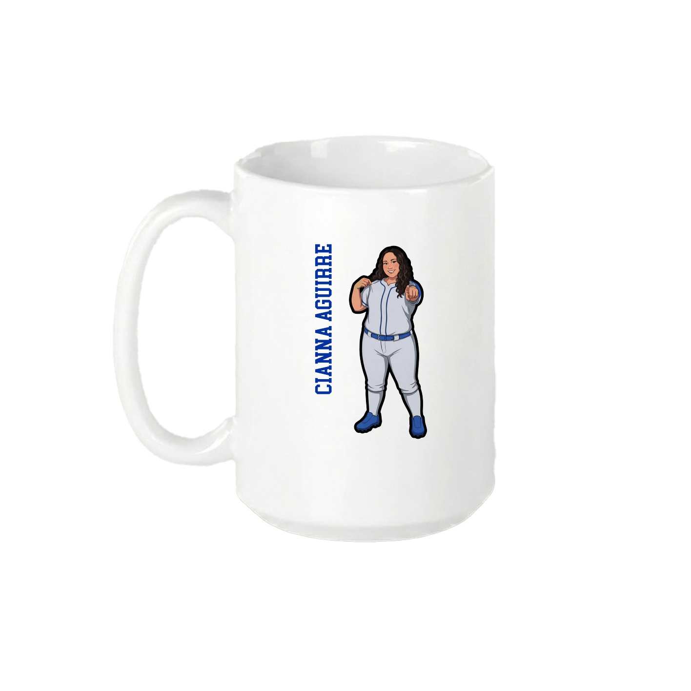 15oz Coffee Mug — Name Vertical in White