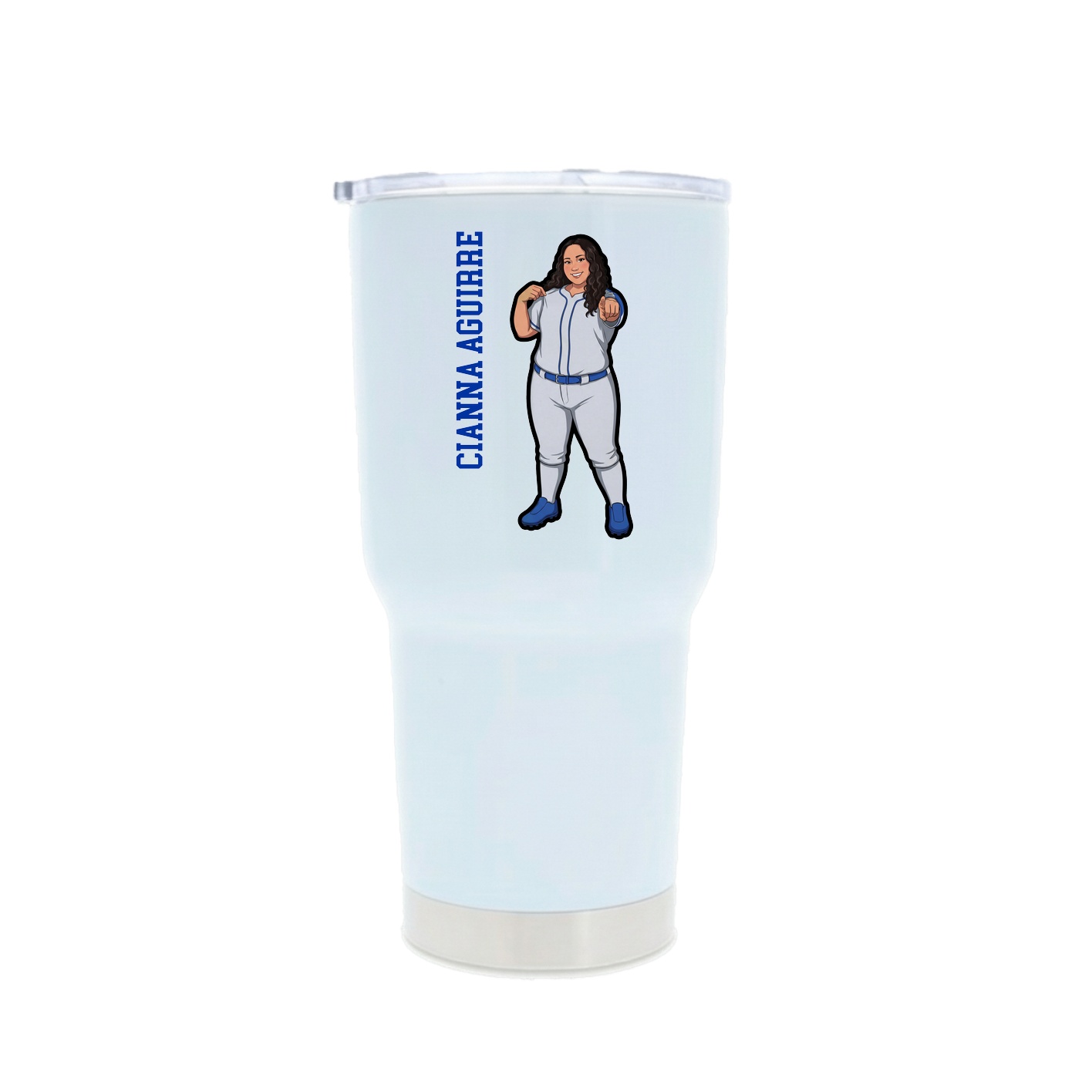 30oz Stainless Steel Tumbler — Name Vertical in White
