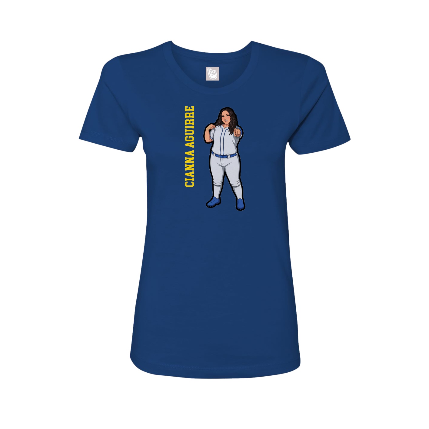 Fitted Women's Tee — Name Vertical in Royal