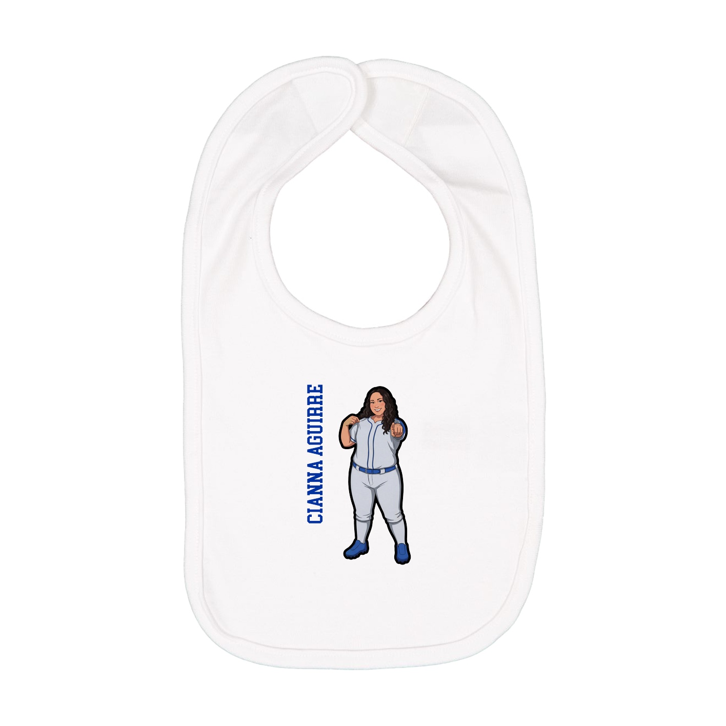 Infant Bib — Name Vertical in White