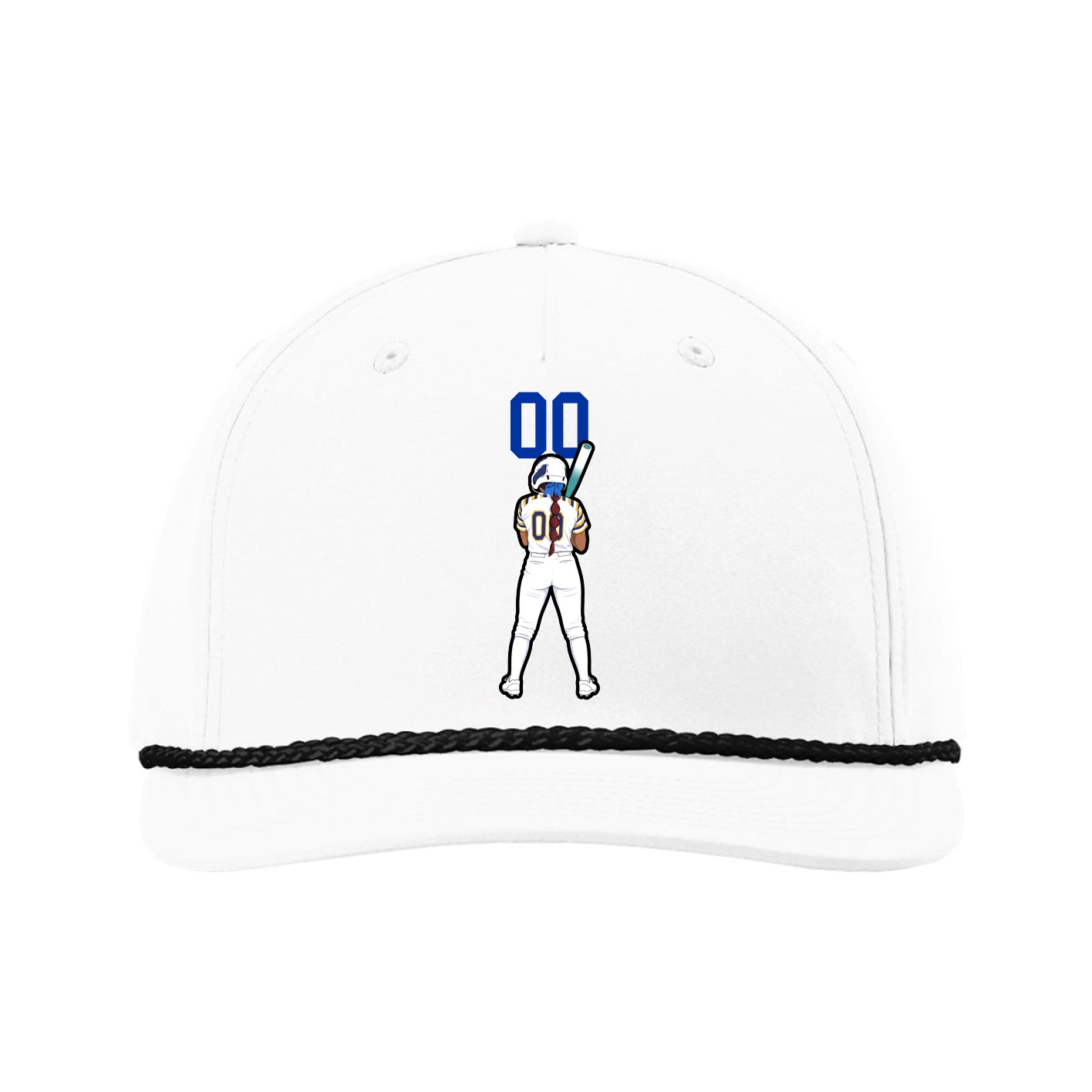 Five-Panel Classic Rope Cap — Number Top in White