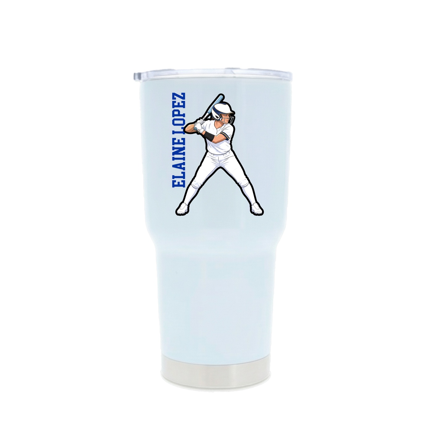 30oz Stainless Steel Tumbler — Name Vertical in White