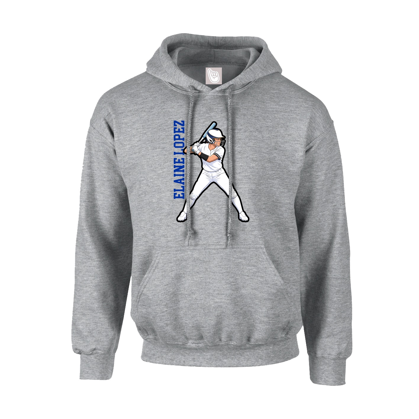 Hoodie — Name Vertical in Grey