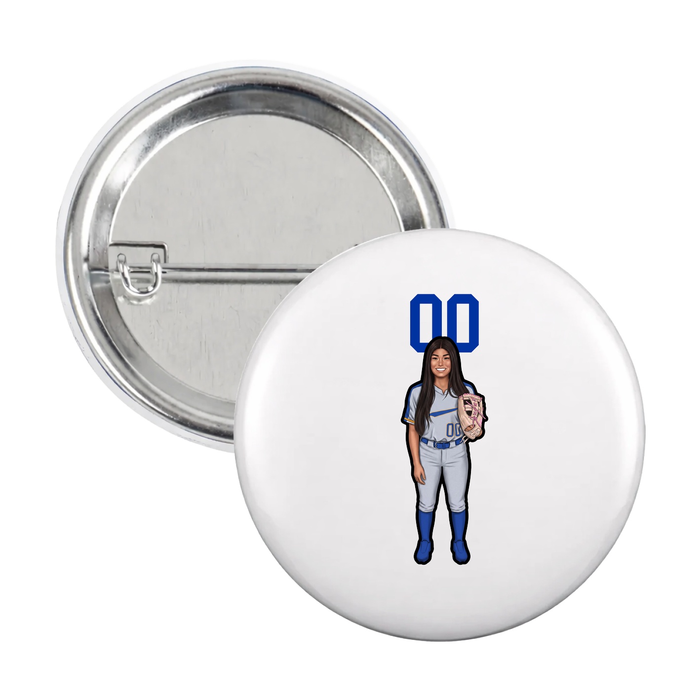 Game Day Button — Number Top in White
