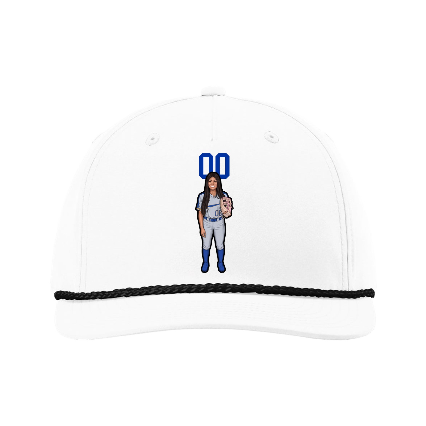 Five-Panel Classic Rope Cap — Number Top in White