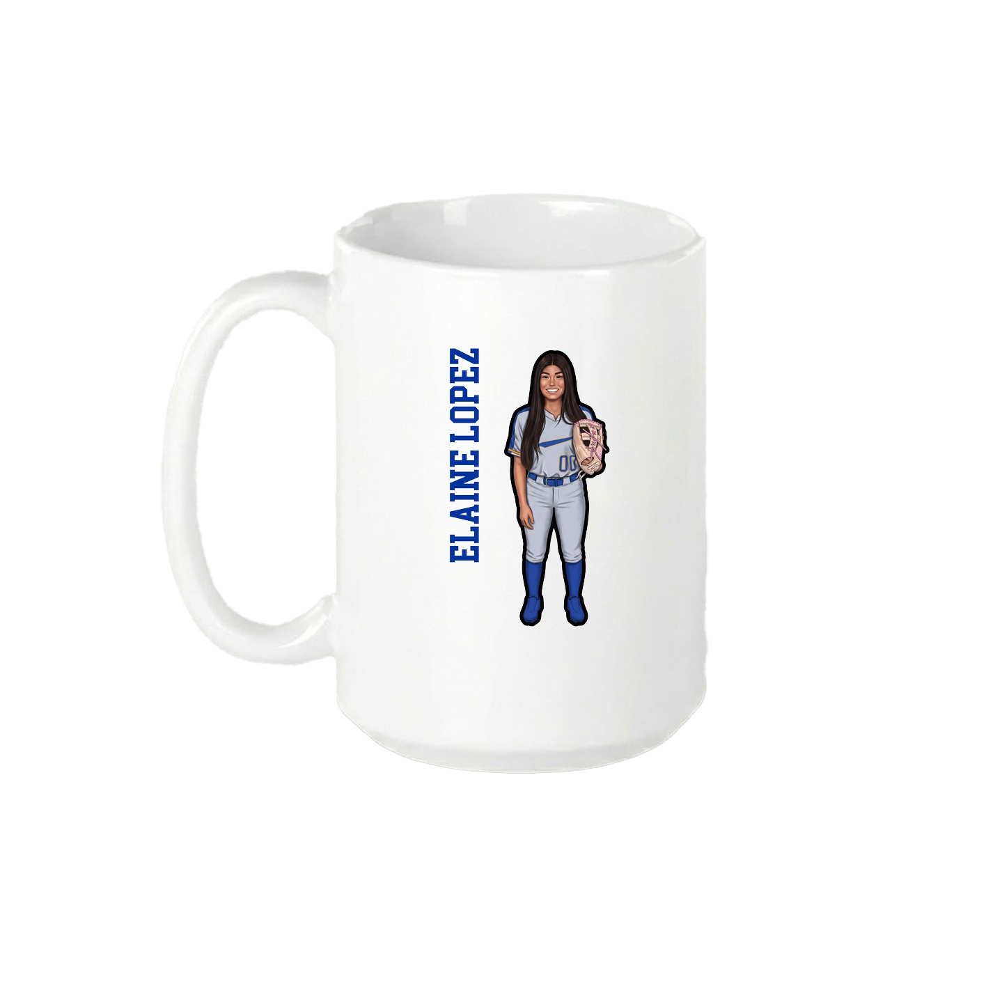 15oz Coffee Mug — Name Vertical in White