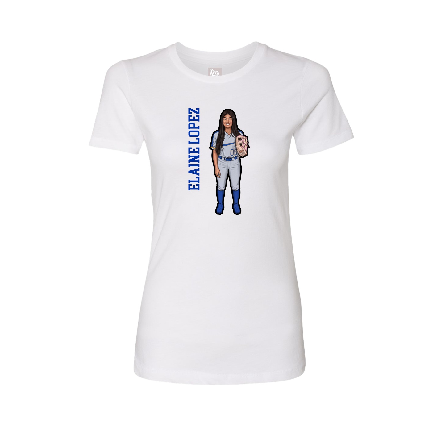 Womens Tee — Name Vertical in White