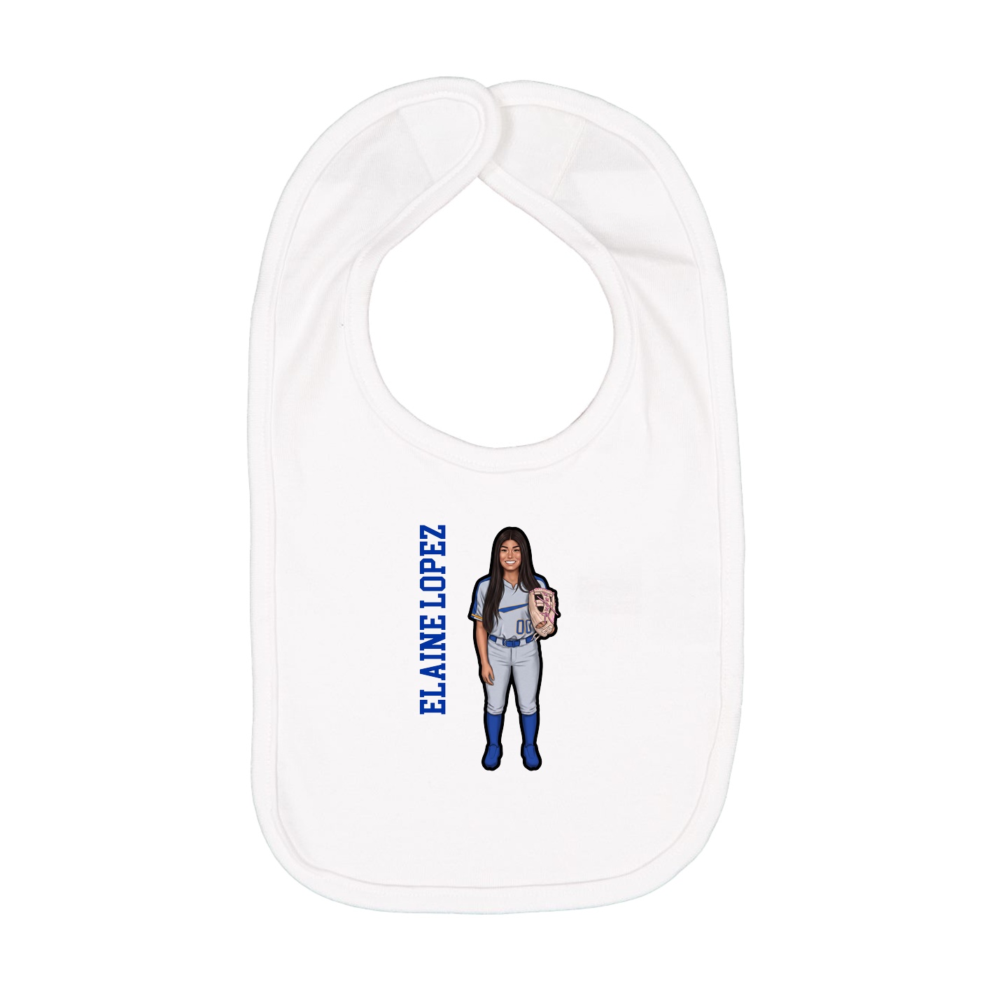 Infant Bib — Name Vertical in White
