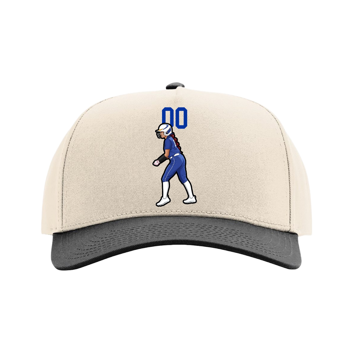 Full Fabric Five-Panel Champ Cap — Number Top in Cream/Black