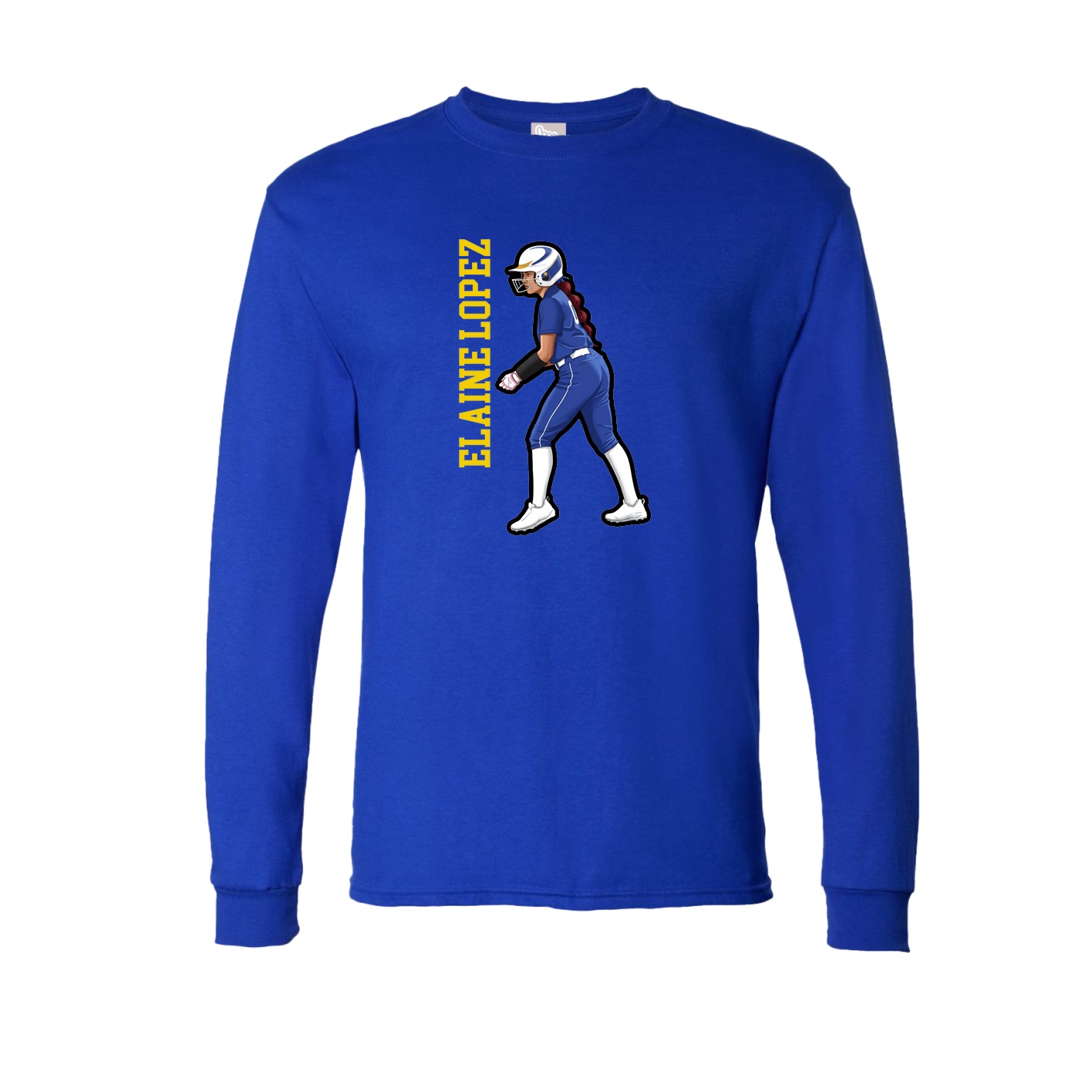 Long Sleeve Tee — Name Vertical in Royal