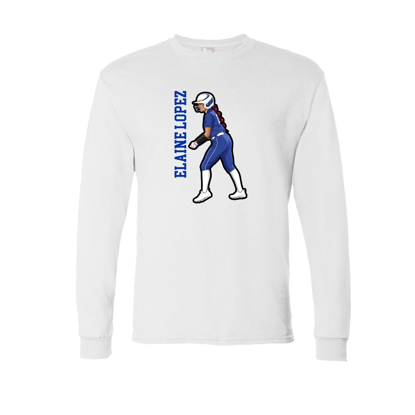 Long Sleeve Tee — Name Vertical in White