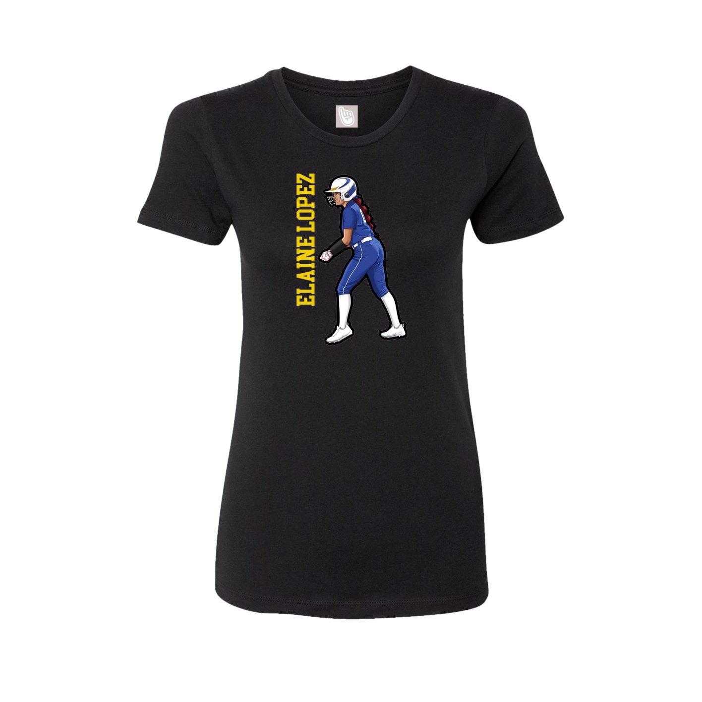 Fitted Women's Tee — Name Vertical in Black