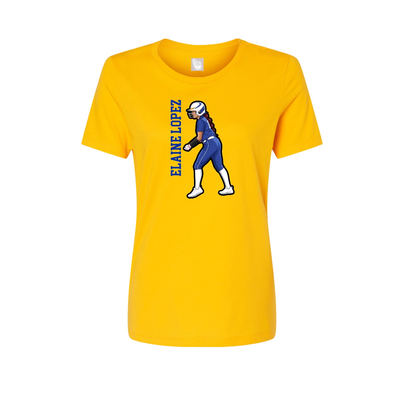 Womens Tee — Name Vertical in Gold