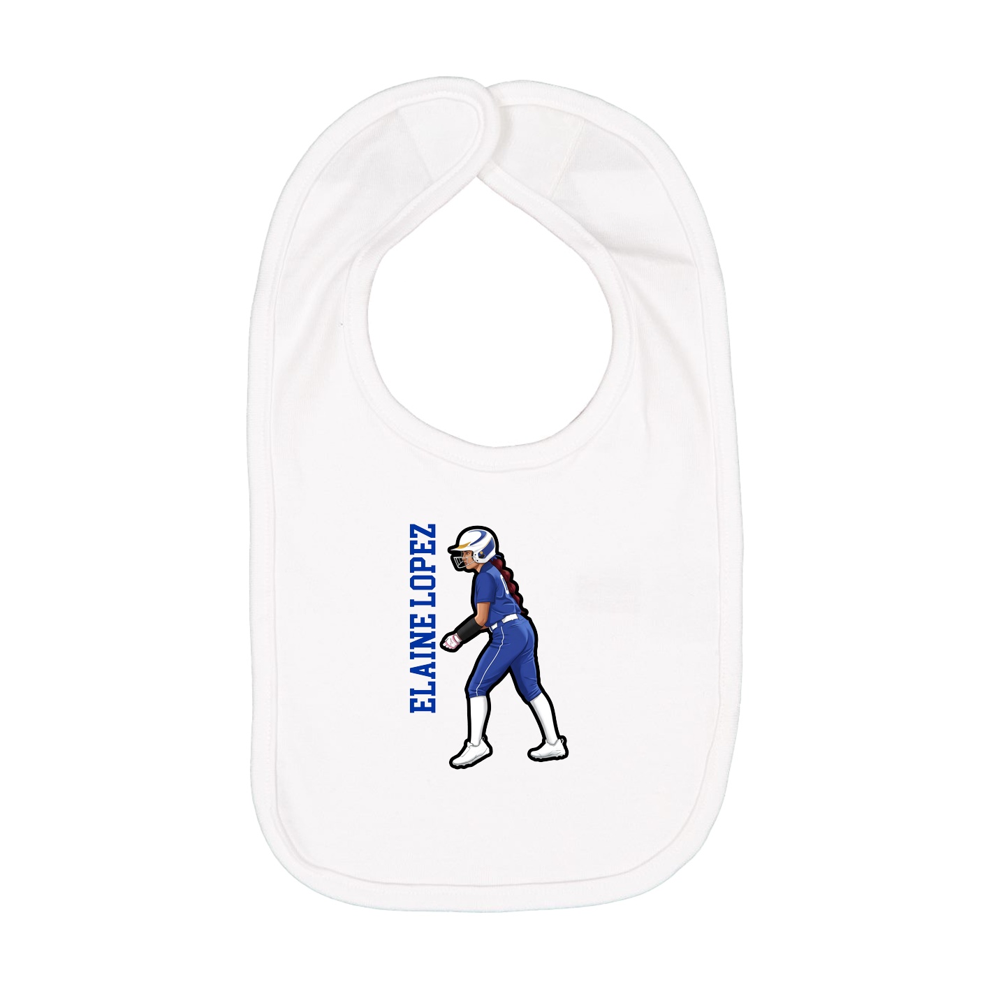 Infant Bib — Name Vertical in White