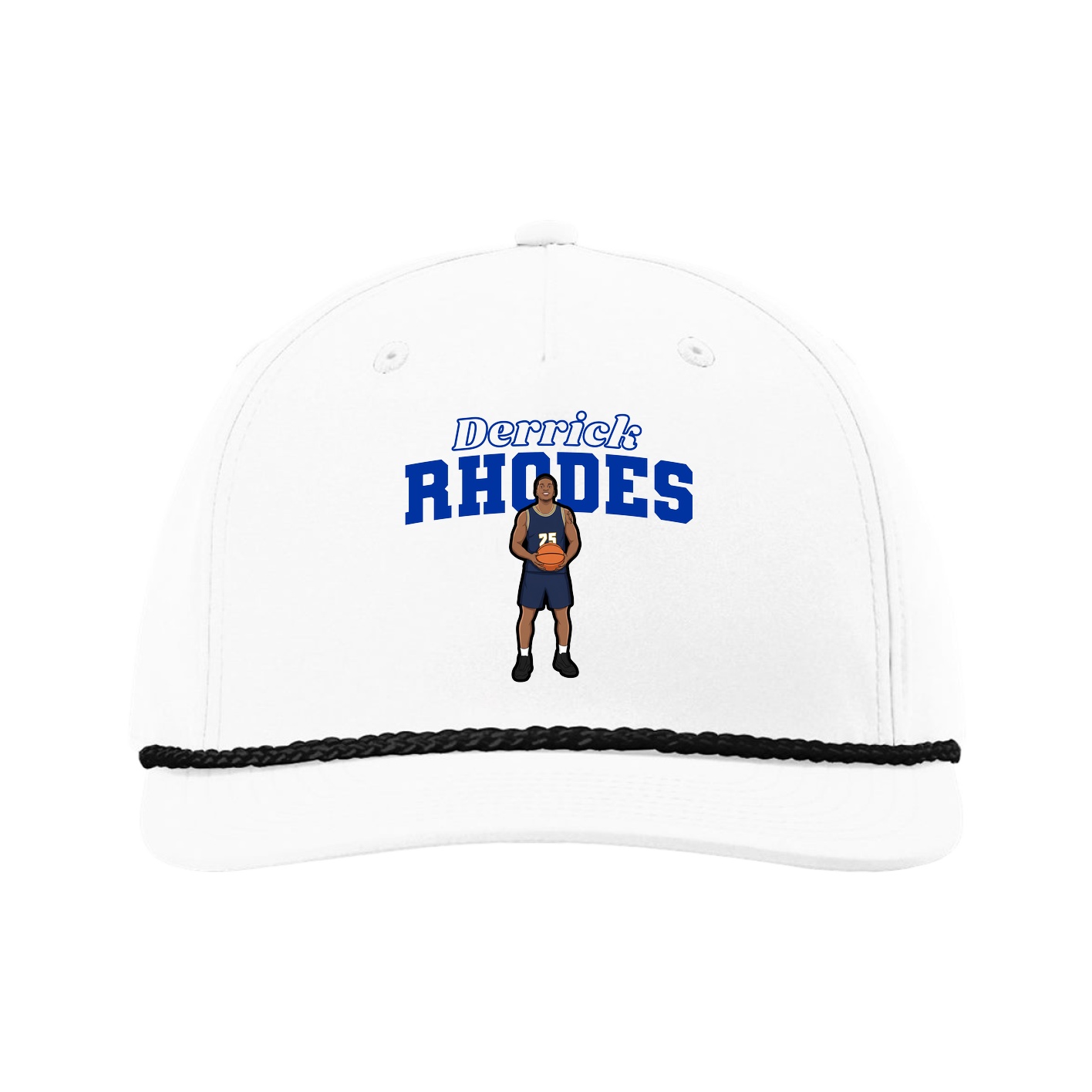 Five-Panel Classic Rope Cap — Name Arch in White