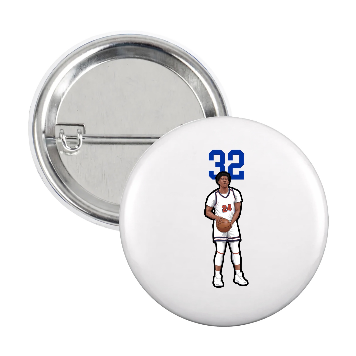 Game Day Button — Number Top in White