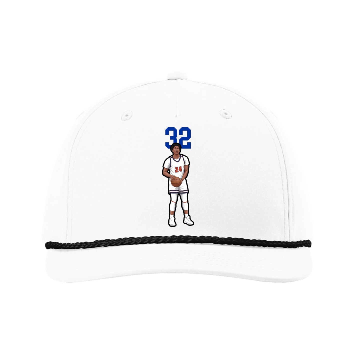Five-Panel Classic Rope Cap — Number Top in White