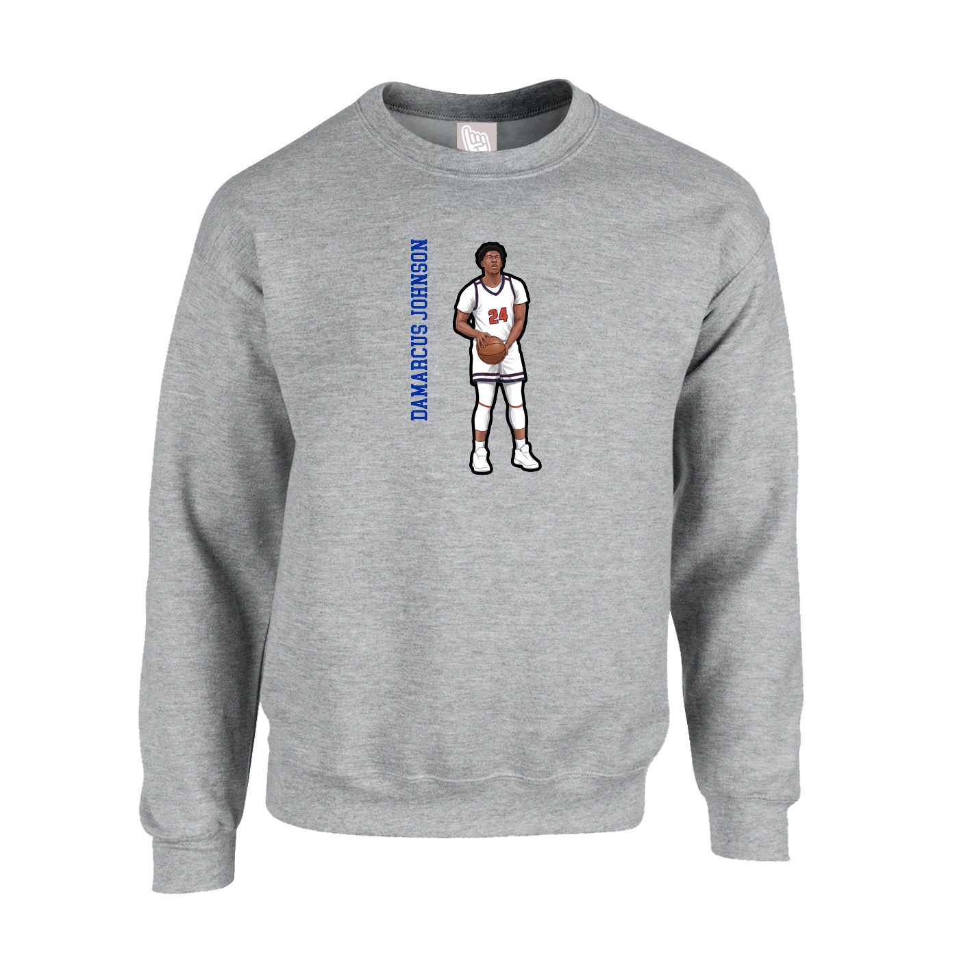 Fleece Crew — Name Vertical in Grey
