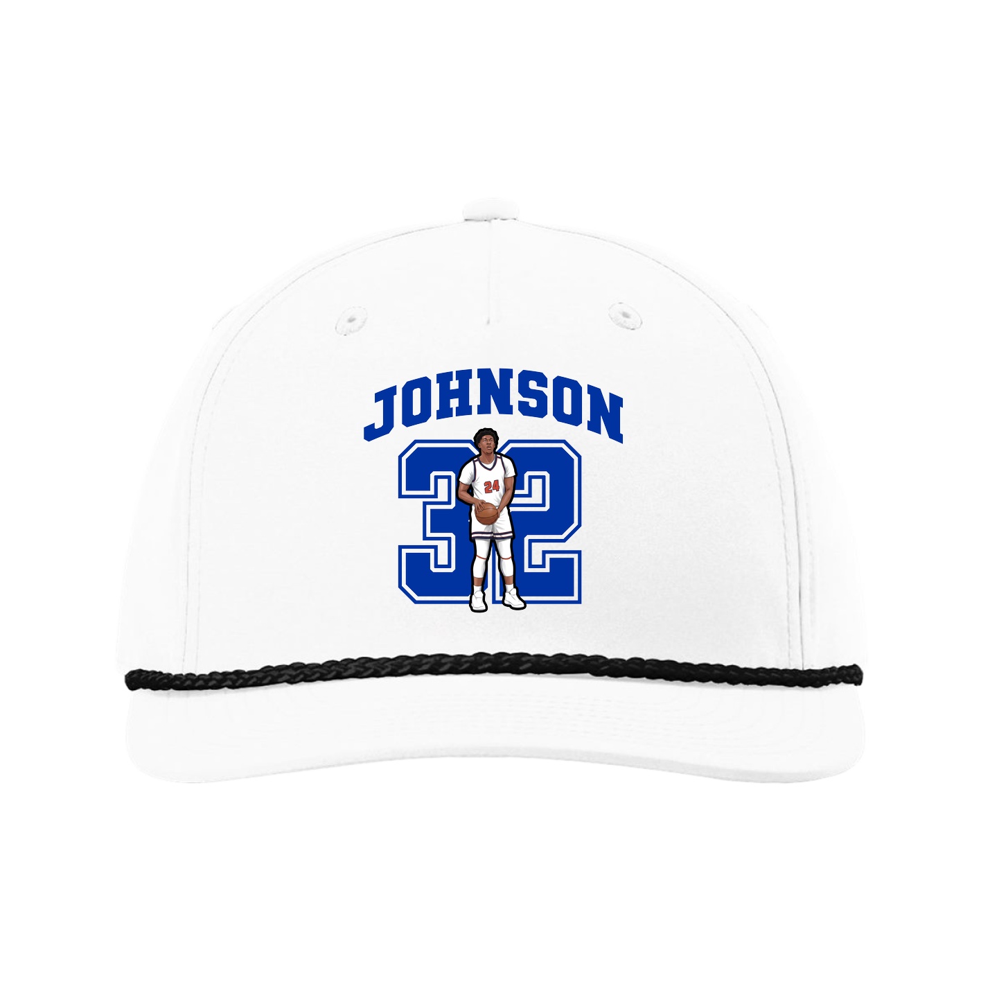 Five-Panel Classic Rope Cap — Number in White
