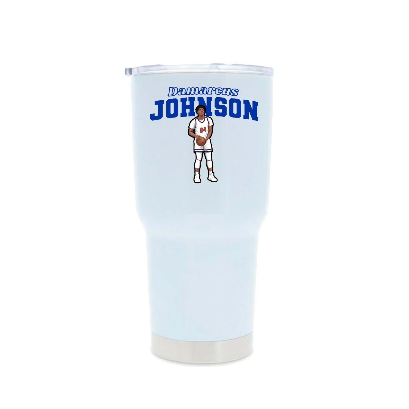 30oz Stainless Steel Tumbler — Name Arch in White